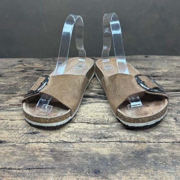 Yokono Brown Suede Leather Slide Sandals Women’s 6.5 Made in Spain Buckle - Picture 10 of 13